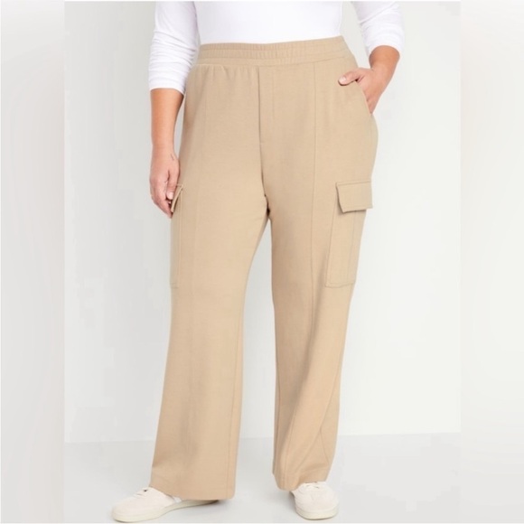 NWT! Mocha Taffy High-Waisted Dynamic Fleece Cargo Trouser Pants - Size XL🩵 - Picture 1 of 9